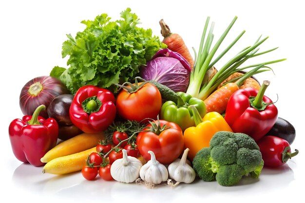 Fresh produce on white background garden vegetables art image _ Premium AI-generated image